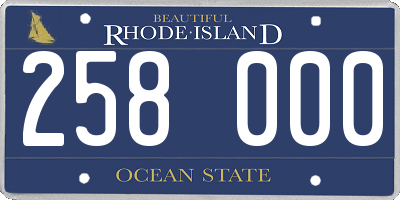 RI license plate 258000