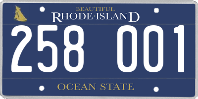 RI license plate 258001