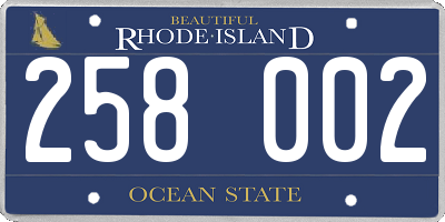 RI license plate 258002