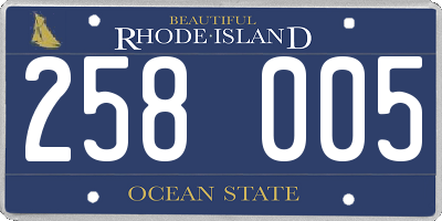 RI license plate 258005