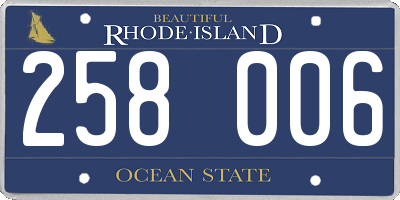 RI license plate 258006