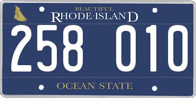 RI license plate 258010