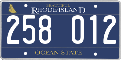 RI license plate 258012