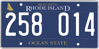 RI license plate 258014