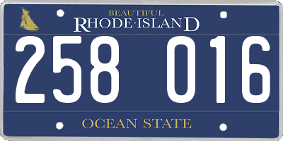 RI license plate 258016