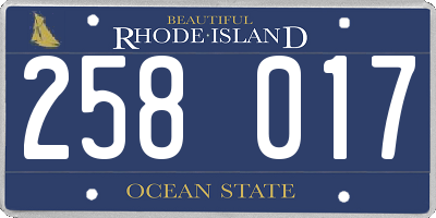 RI license plate 258017