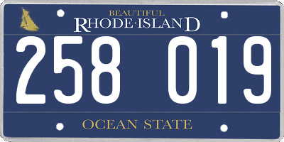 RI license plate 258019