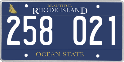 RI license plate 258021