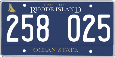 RI license plate 258025