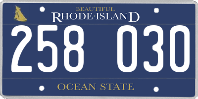 RI license plate 258030