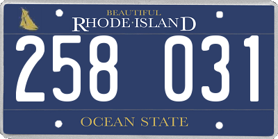 RI license plate 258031