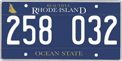 RI license plate 258032