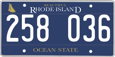 RI license plate 258036