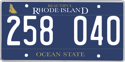 RI license plate 258040