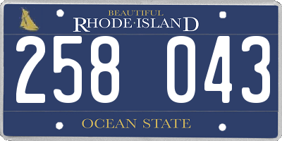 RI license plate 258043