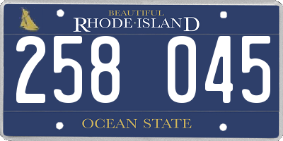 RI license plate 258045
