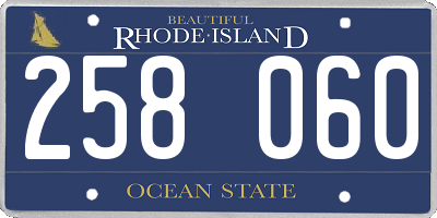 RI license plate 258060