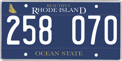 RI license plate 258070