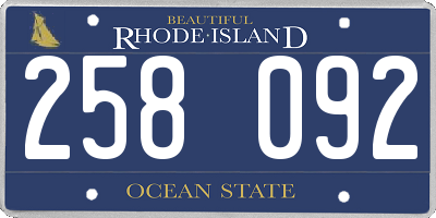 RI license plate 258092