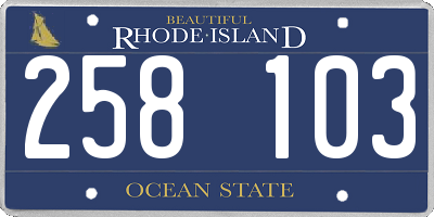 RI license plate 258103