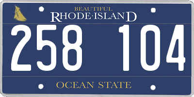 RI license plate 258104