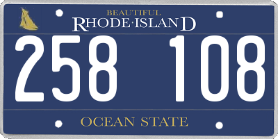 RI license plate 258108