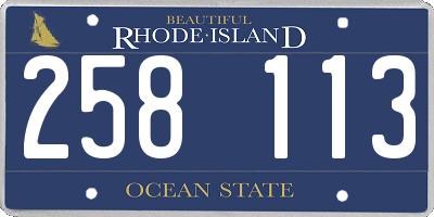 RI license plate 258113