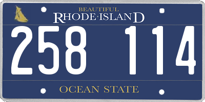 RI license plate 258114