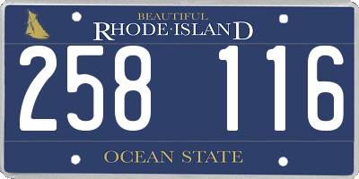 RI license plate 258116