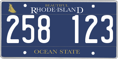 RI license plate 258123