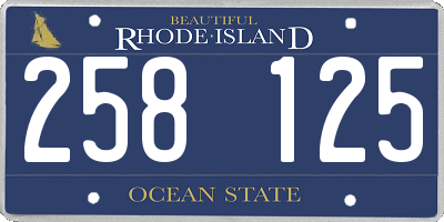 RI license plate 258125