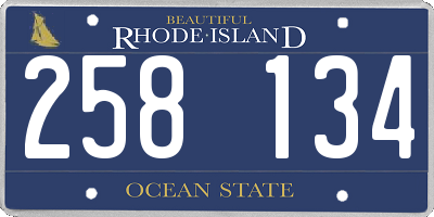 RI license plate 258134