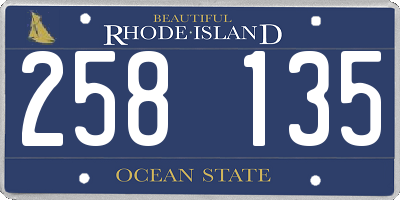 RI license plate 258135