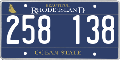 RI license plate 258138