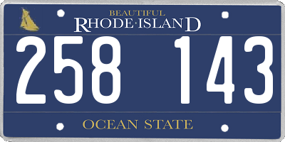 RI license plate 258143