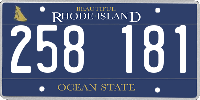 RI license plate 258181