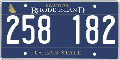 RI license plate 258182