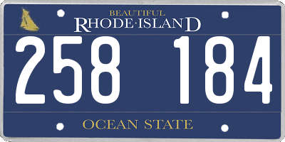 RI license plate 258184