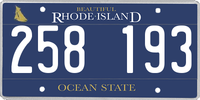 RI license plate 258193