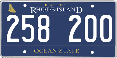 RI license plate 258200