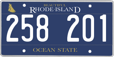 RI license plate 258201