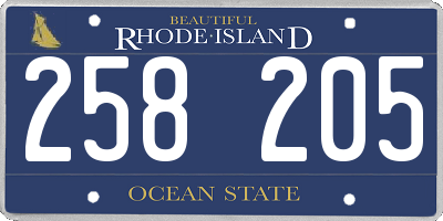 RI license plate 258205