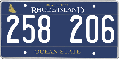 RI license plate 258206