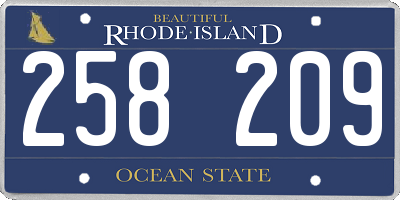 RI license plate 258209