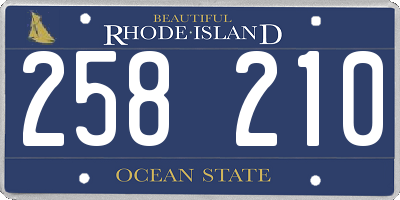 RI license plate 258210