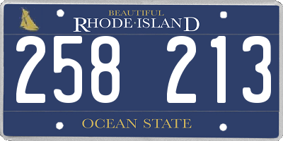 RI license plate 258213