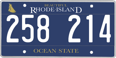 RI license plate 258214