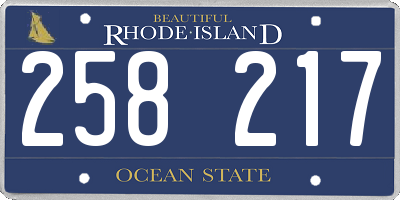 RI license plate 258217