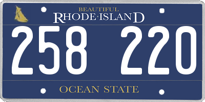 RI license plate 258220
