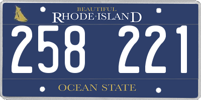 RI license plate 258221